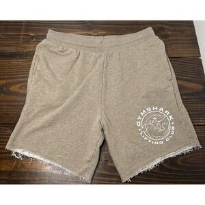 Gymshark Legacy Sweat Shorts Mens Medium Sand Brown Drawstring Knit Cut Off